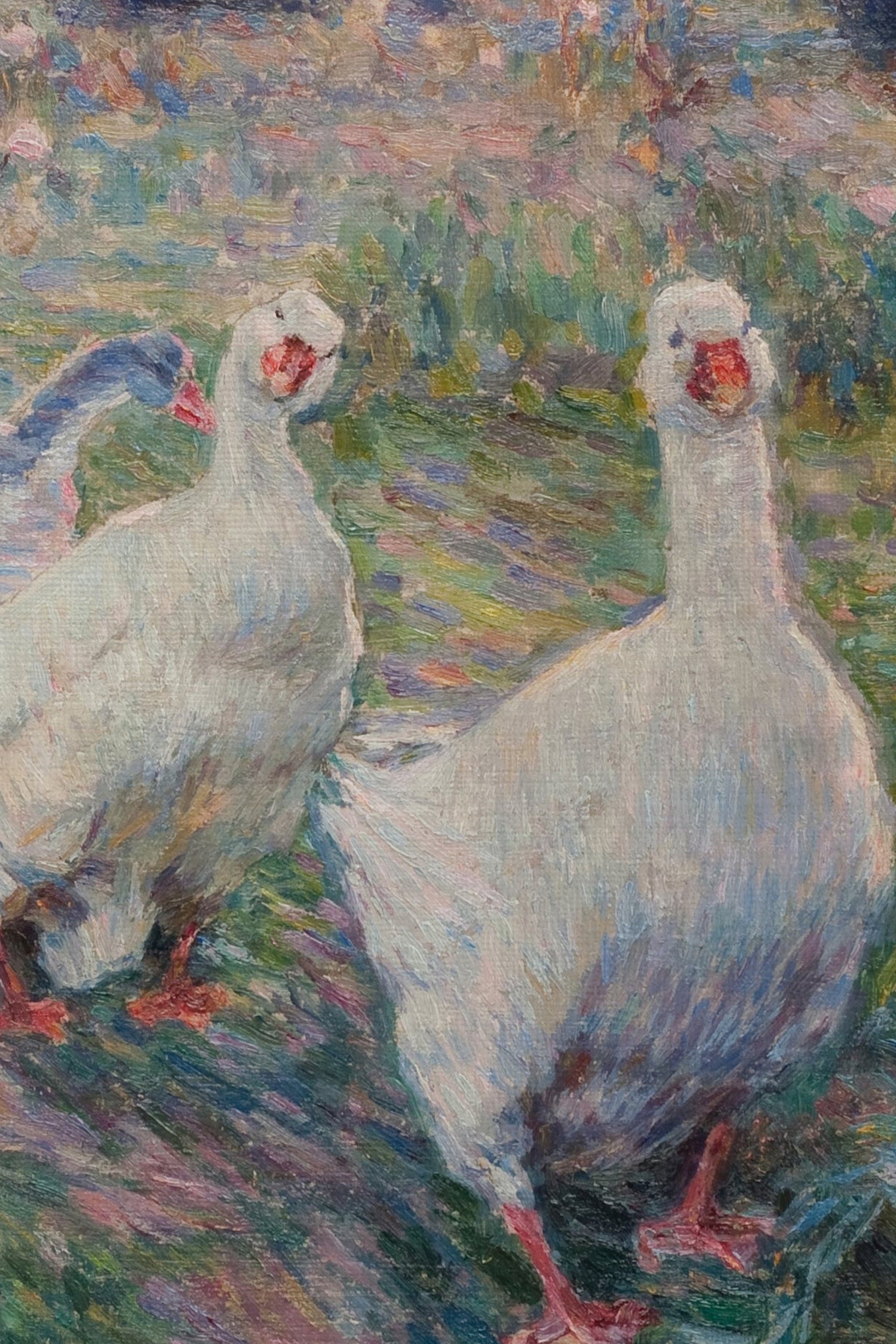 PLUMES AU VENT, Artwork on rigid canvas, framed Vintage Silver