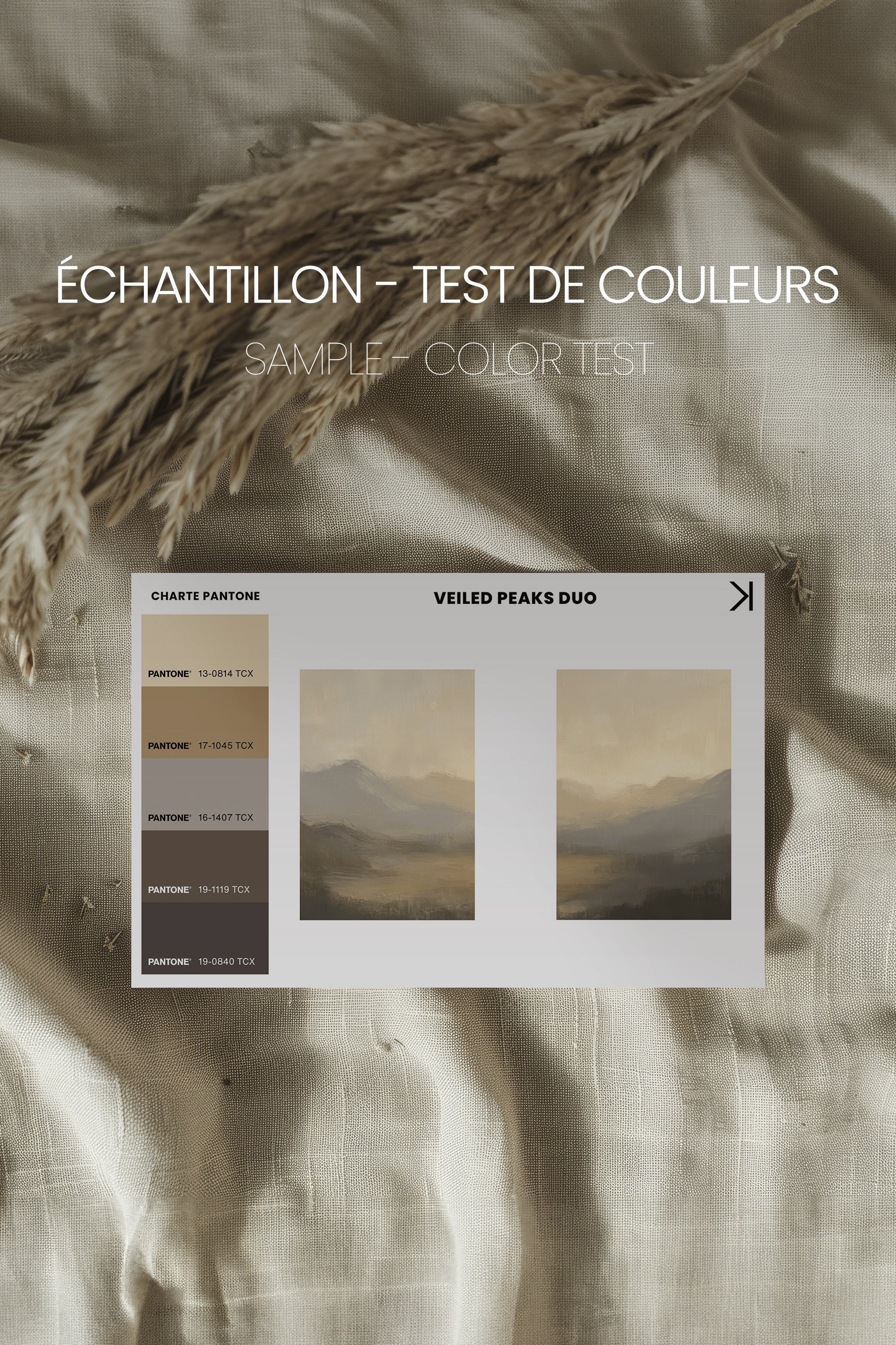 VEILED PEAKS DUO, 2 Oeuvres sur toile étirée, encadré Blanc