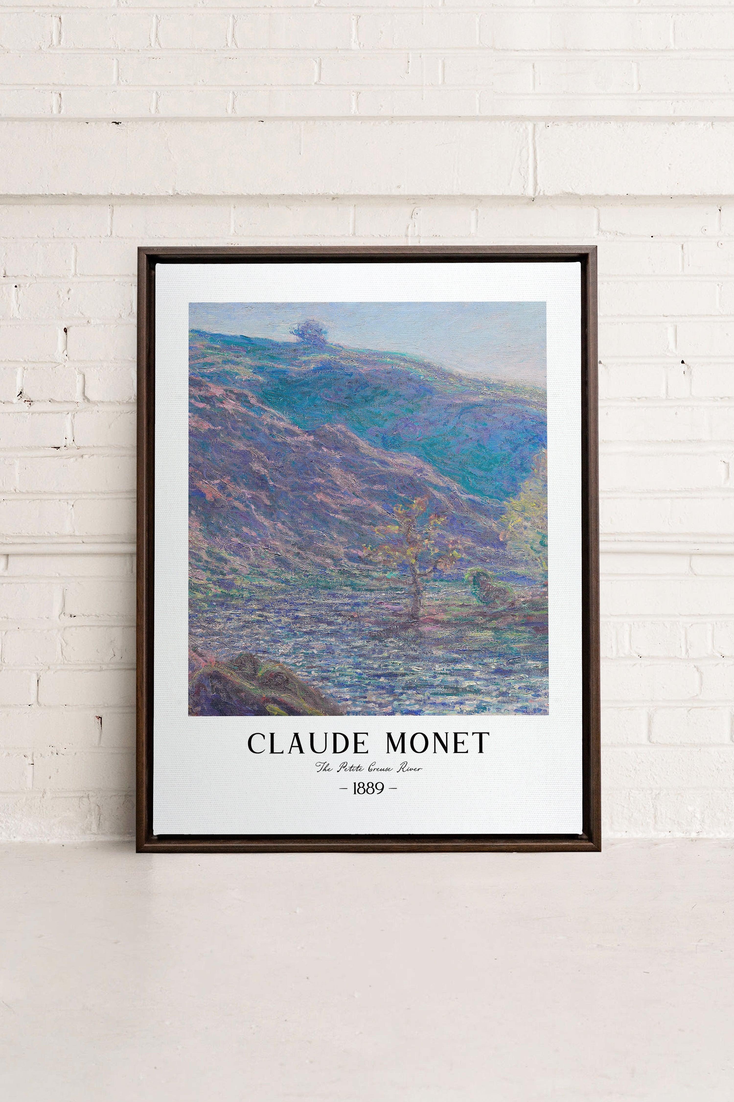 OLEKA CANVAS - THE PETITE CREUSE RIVER, Oeuvre sur toile étirée, encadré Brun Noyer
