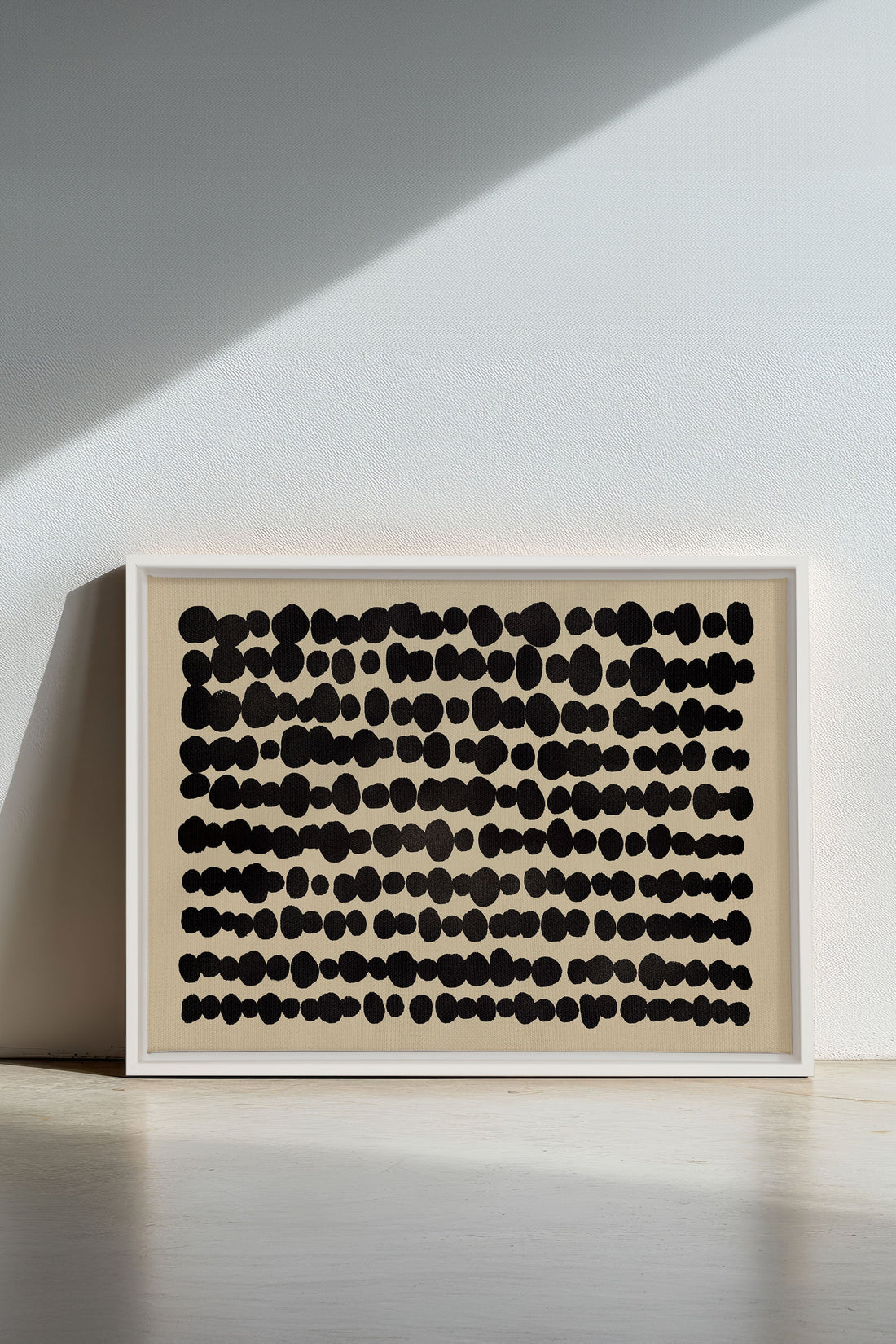 OLEKA CANVAS - SHADOW SCRIPT, Oeuvre sur toile étirée, encadré Blanc