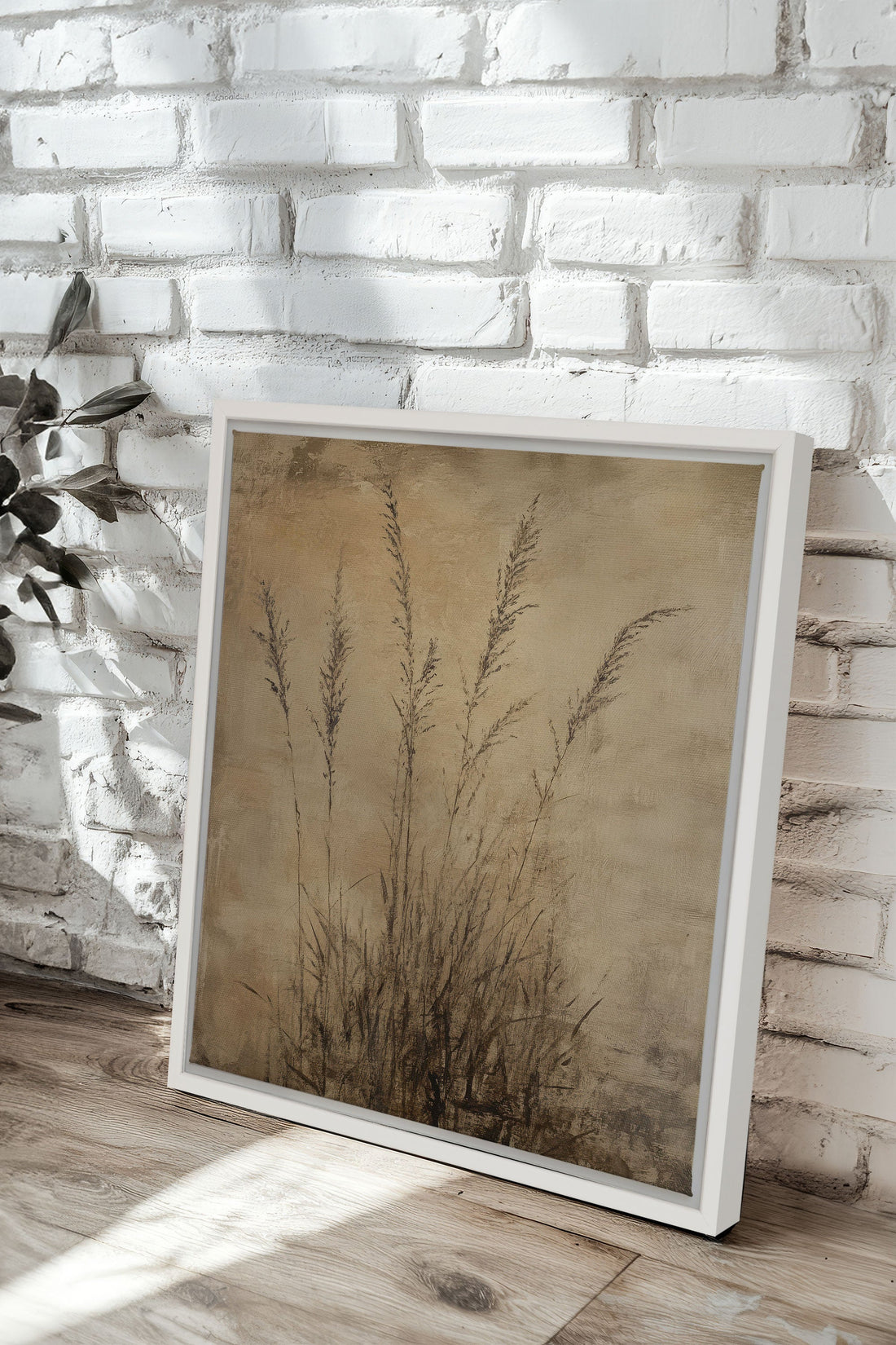 OLEKA CANVAS - CHAMPS OUBLIÉS, Oeuvre sur toile étirée, encadré Blanc