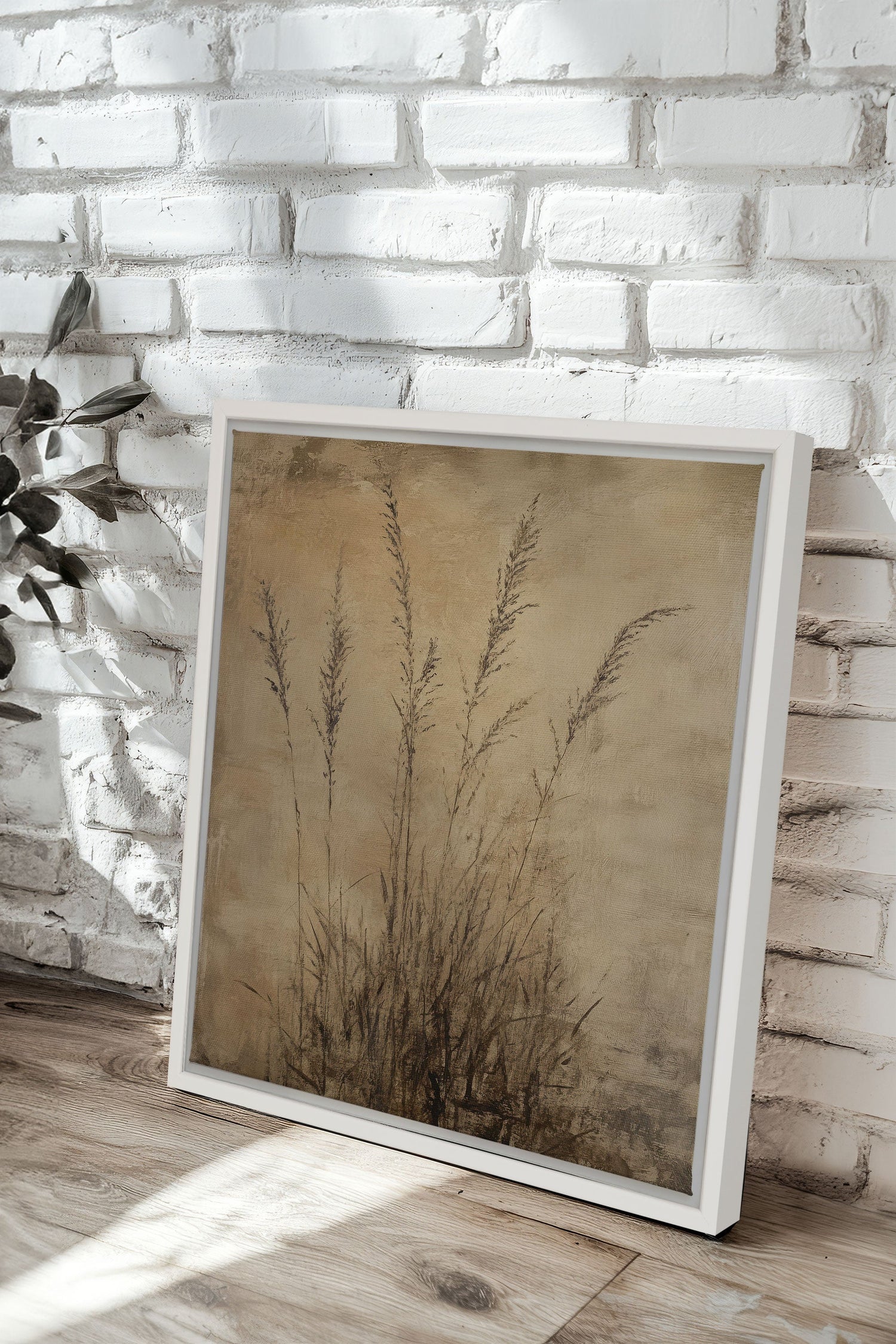 OLEKA CANVAS - CHAMPS OUBLIÉS, Oeuvre sur toile étirée, encadré Blanc