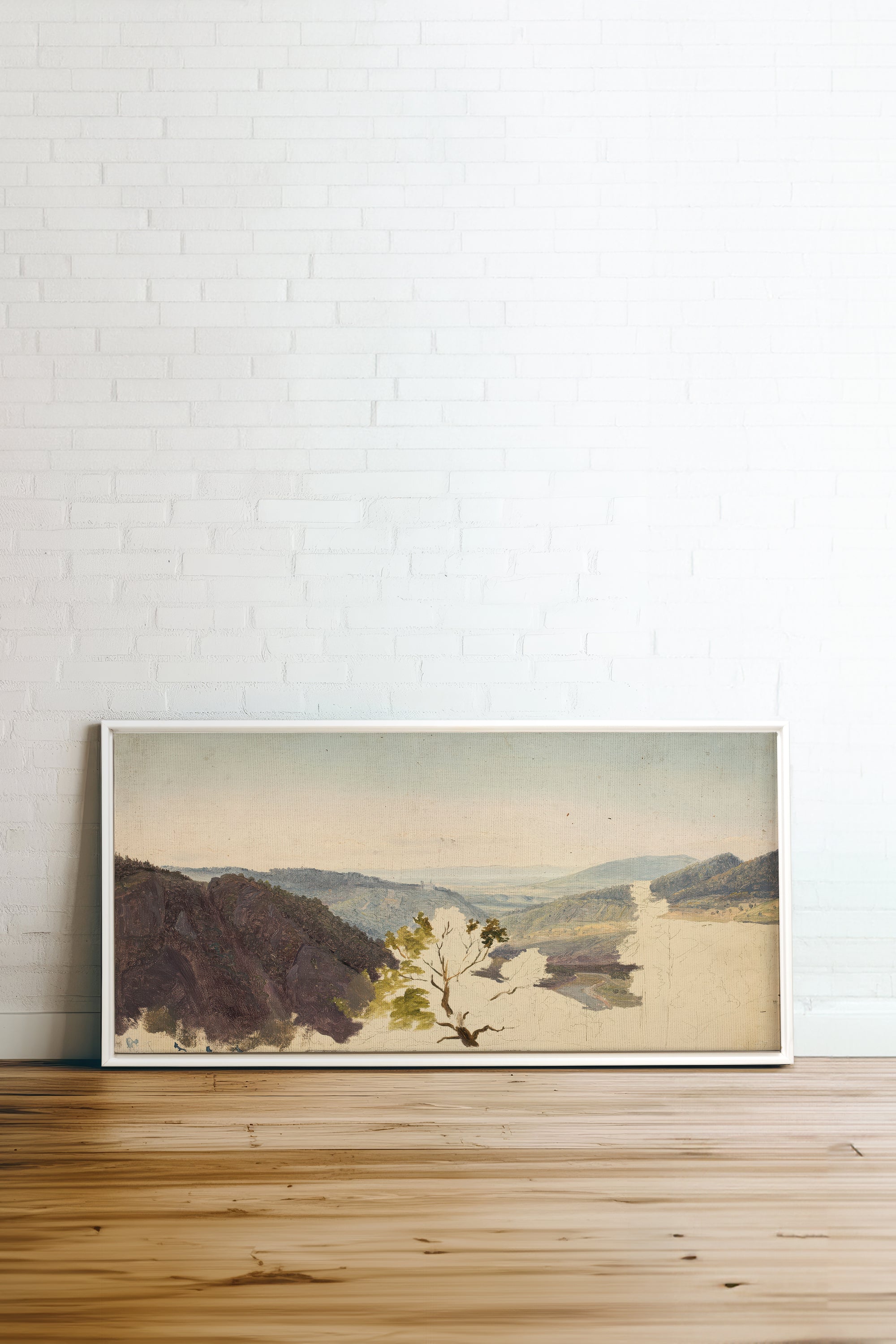 EMERGING VALLEY, Artwork on stretched canvas, framed in white