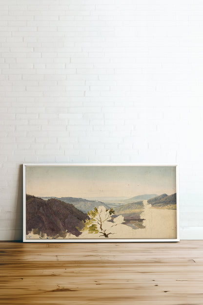 EMERGING VALLEY, Artwork on stretched canvas, framed in white