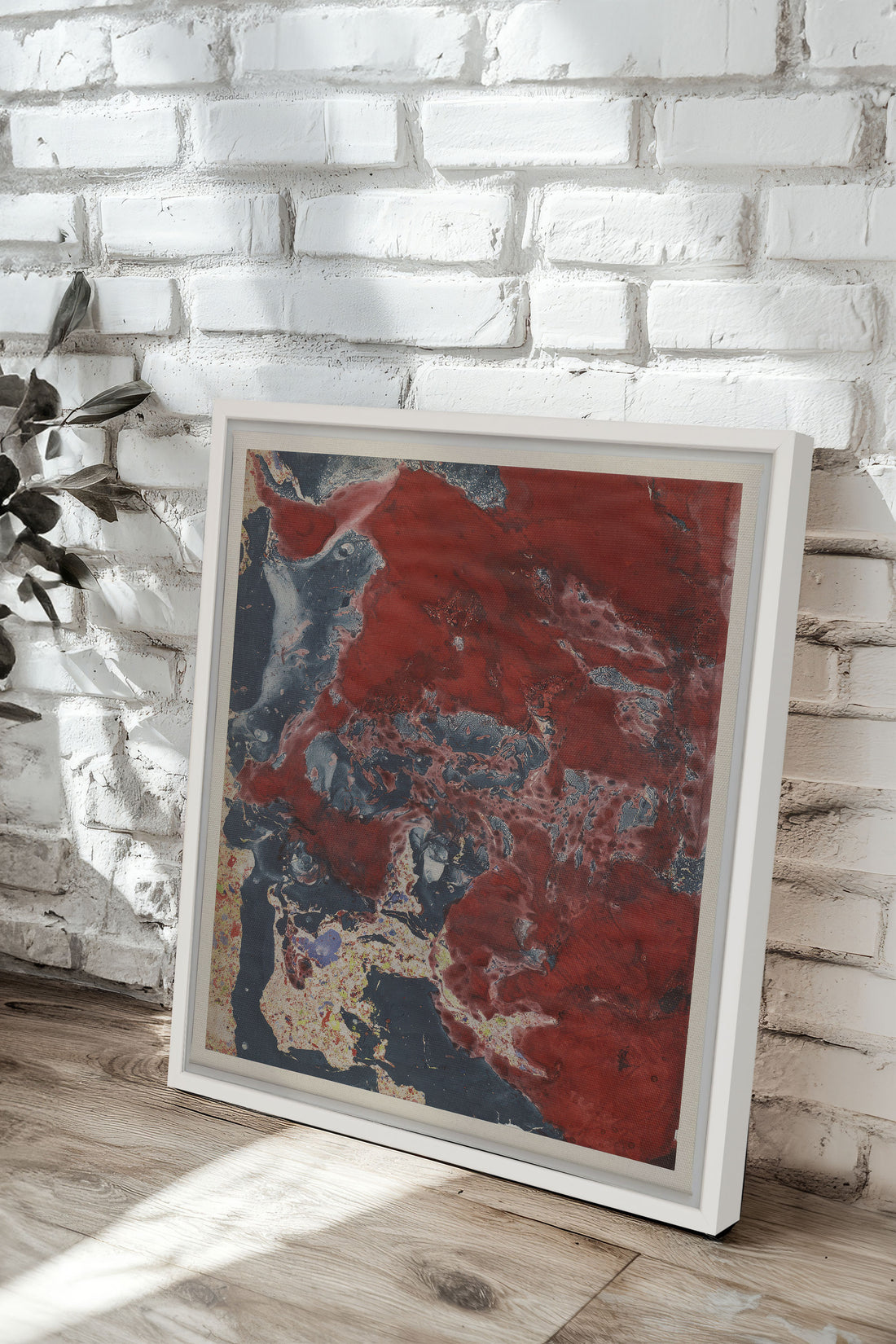 ROUGE POLAIRE, Oeuvre sur toile étirée, encadré Blanc