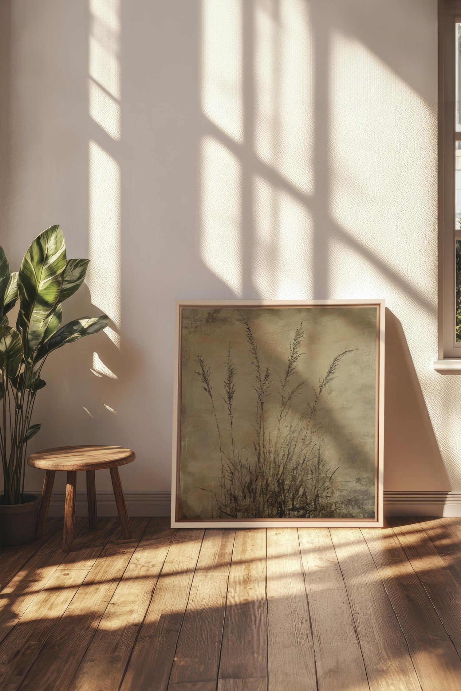 OLEKA CANVAS - CHAMPS OUBLIÉS, Oeuvre sur toile étirée, encadré Naturel Clair