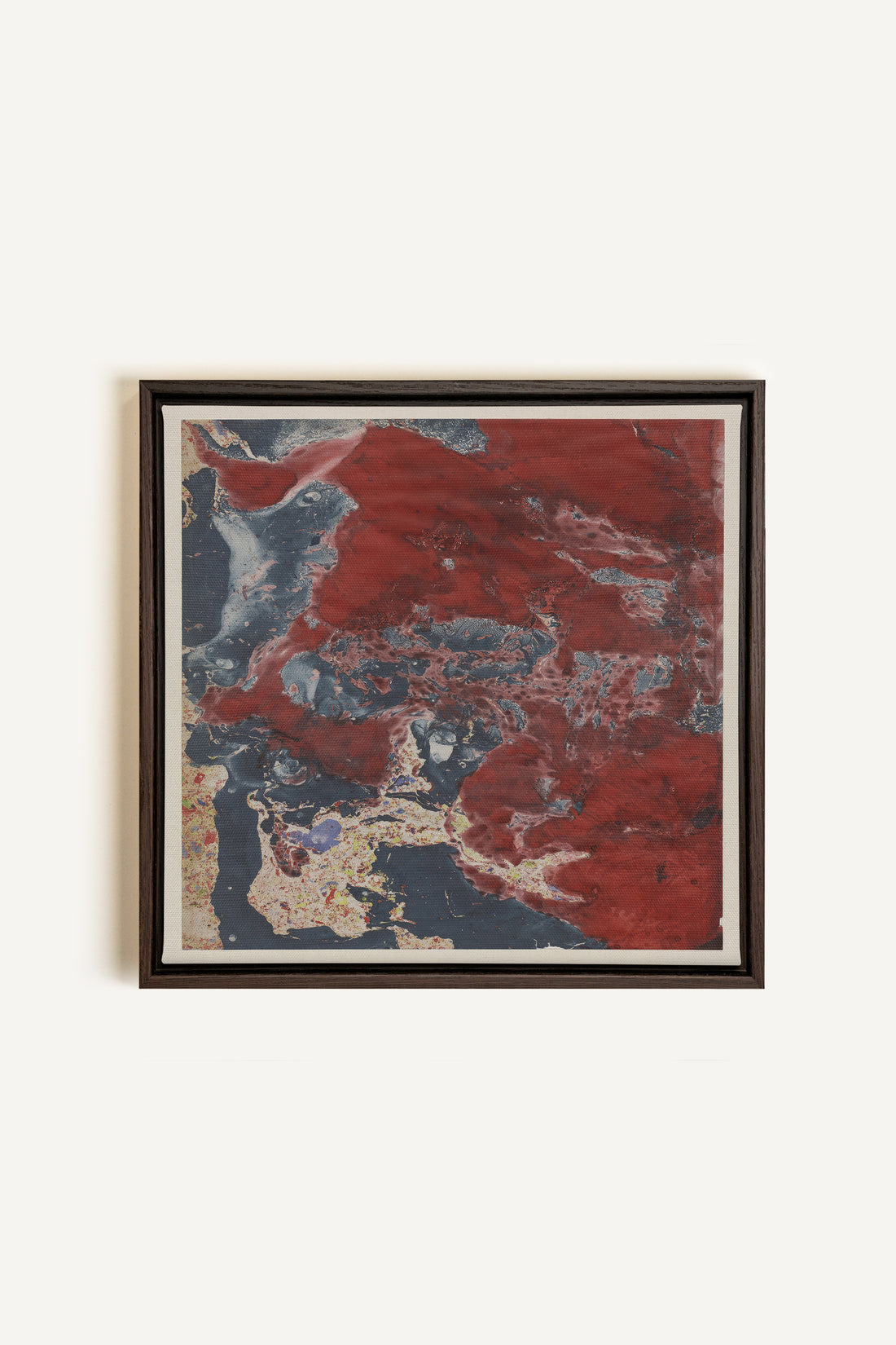 ROUGE POLAIRE, Oeuvre sur toile étirée, encadré Brun Noyer