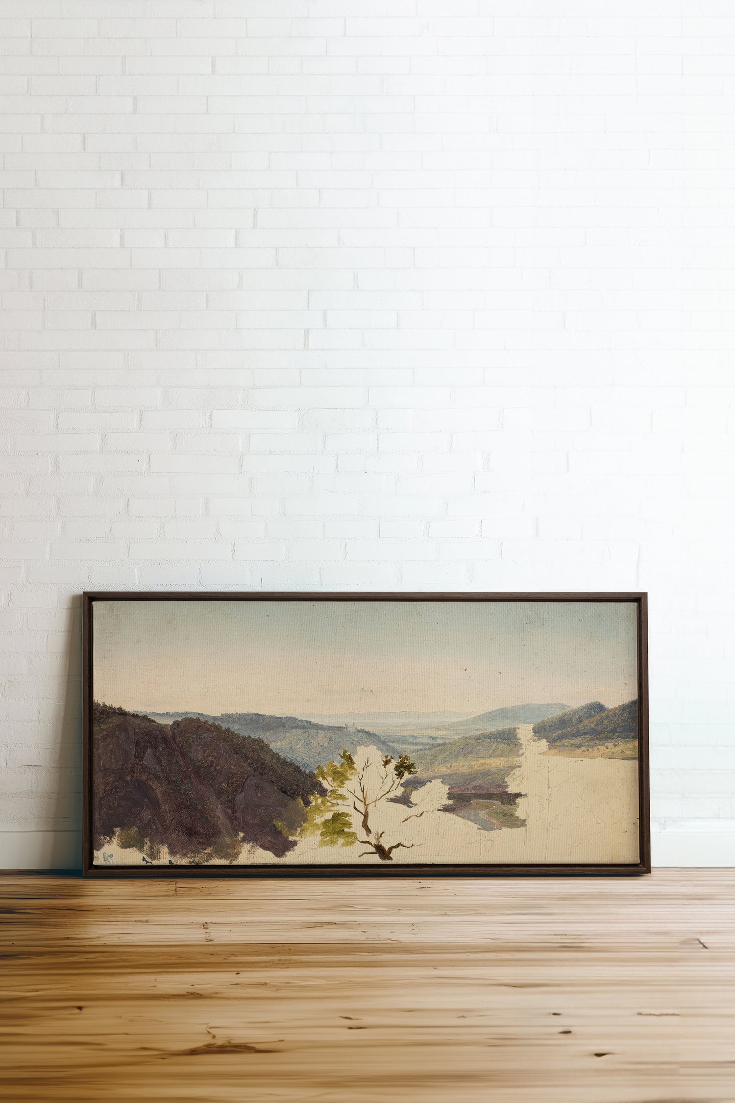 EMERGING VALLEY, Artwork on stretched canvas, framed in Walnut Brown