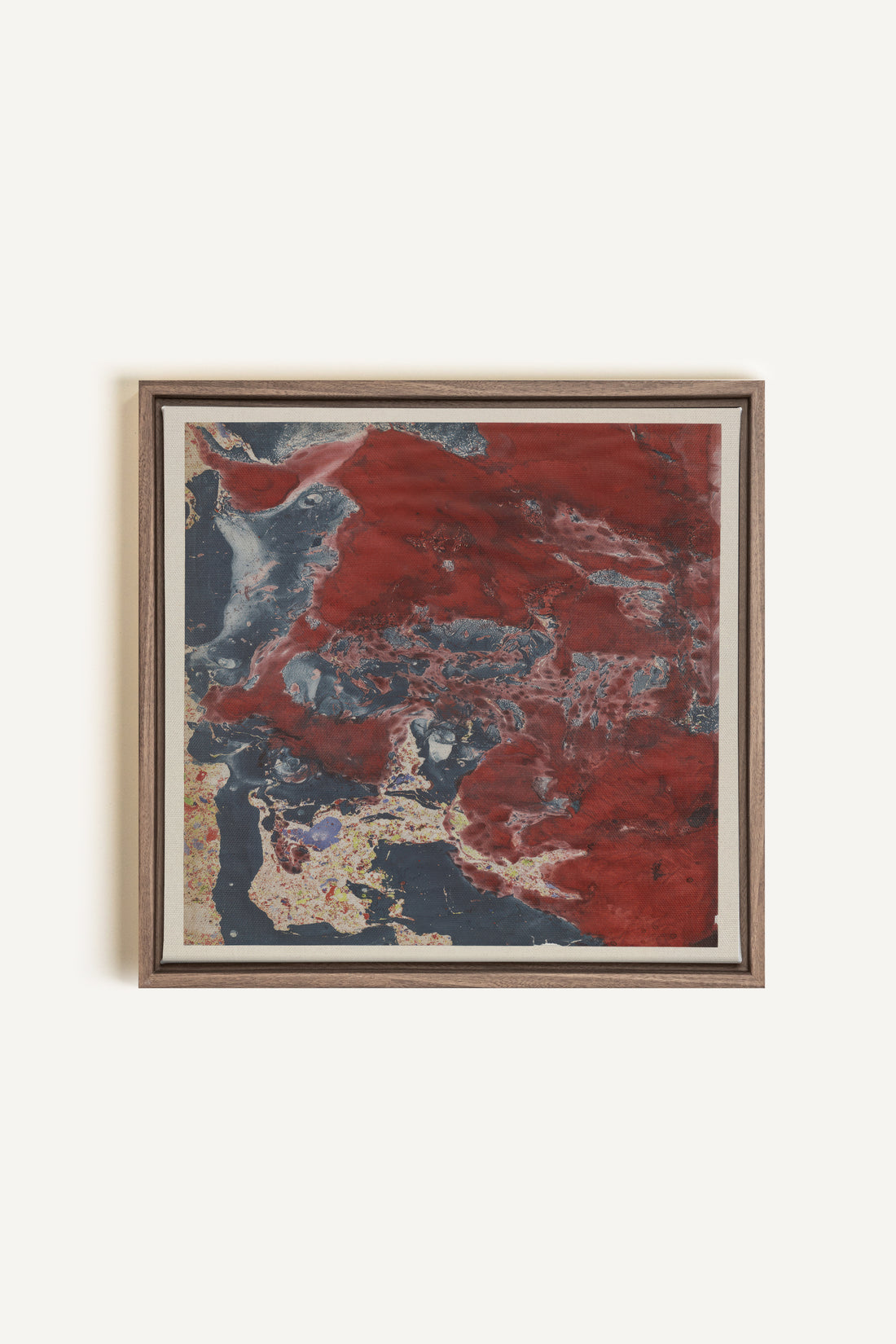 ROUGE POLAIRE, Oeuvre sur toile étirée, encadré Brun Chêne