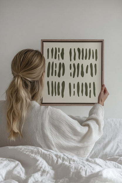 OLEKA CANVAS - FLOATING PATTERNS, Oeuvre sur toile étirée, encadré Brun Chêne