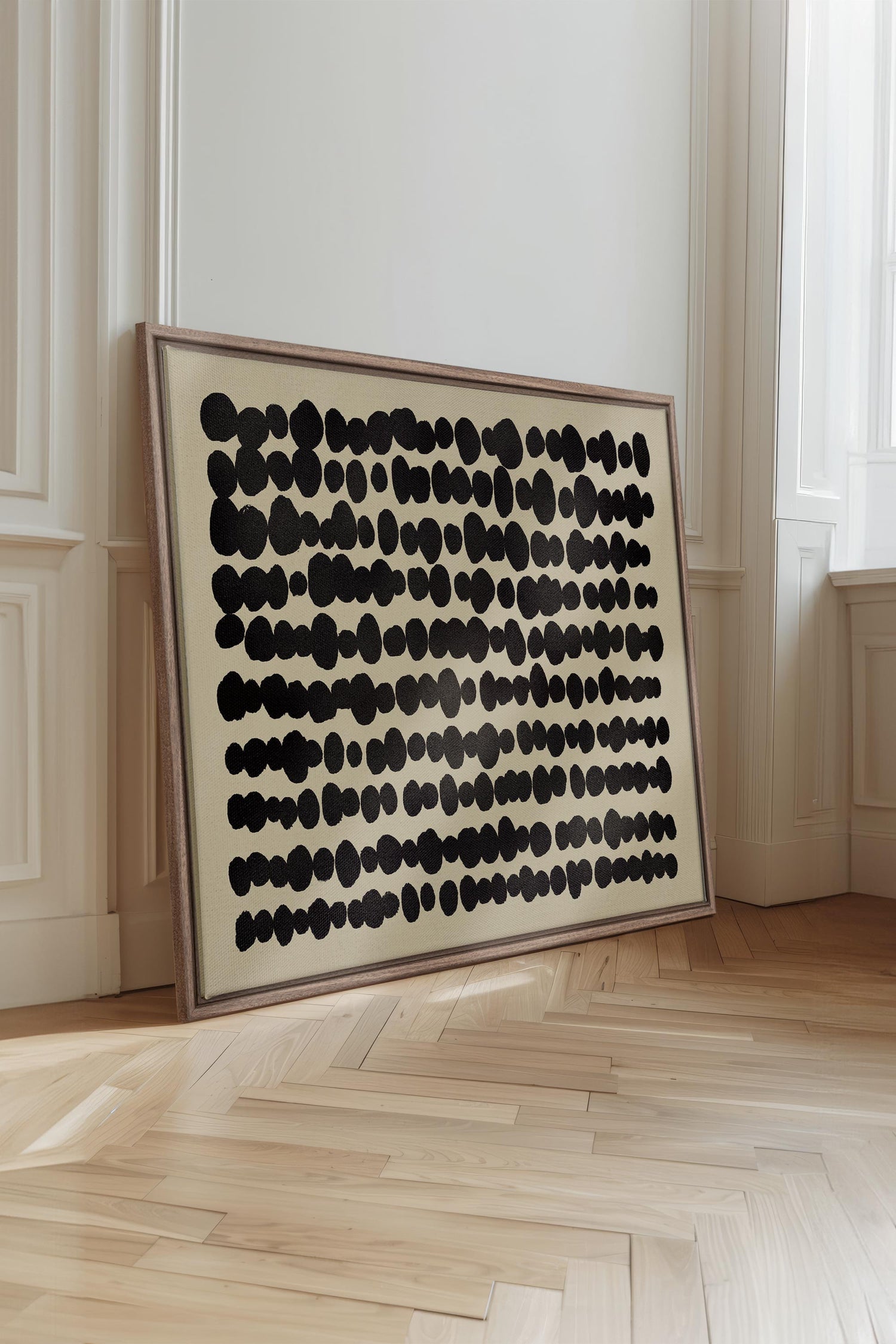 OLEKA CANVAS - SHADOW SCRIPT, Oeuvre sur toile étirée, encadré Brun Chêne