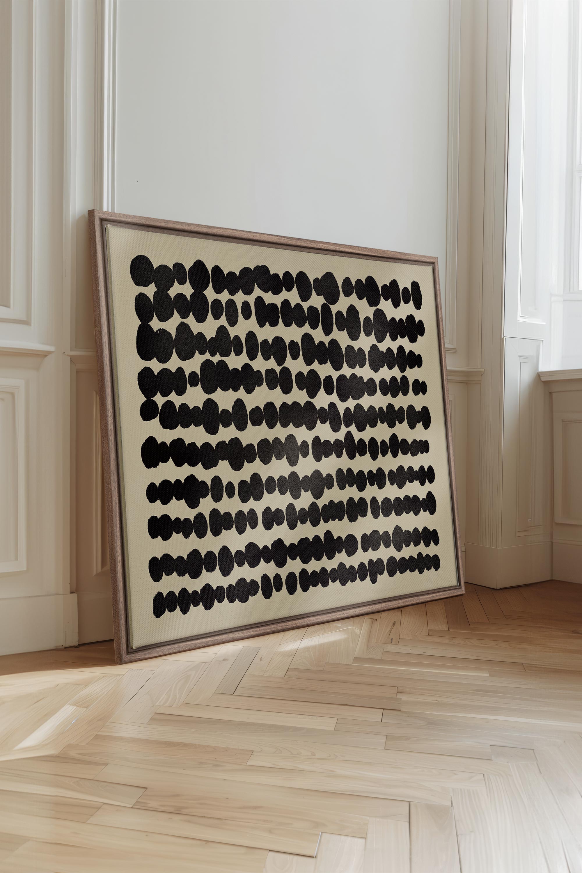 OLEKA CANVAS - SHADOW SCRIPT, Oeuvre sur toile étirée, encadré Brun Chêne