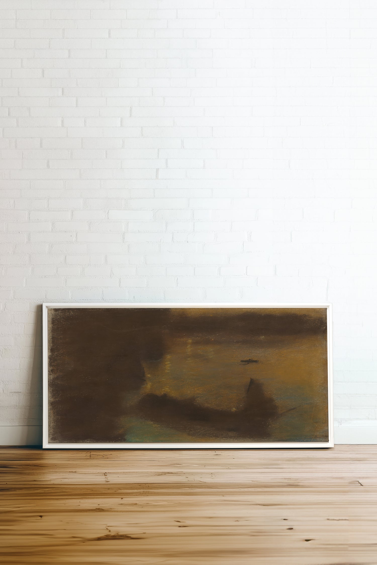 ASH GLOW, Artwork on stretched canvas, framed in white