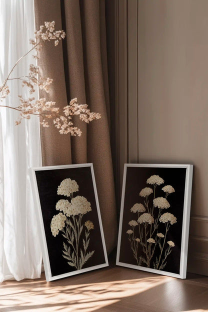 DUO SATINS DES CHAMPS, 2 Oeuvres sur toile étirée, encadré Blanc