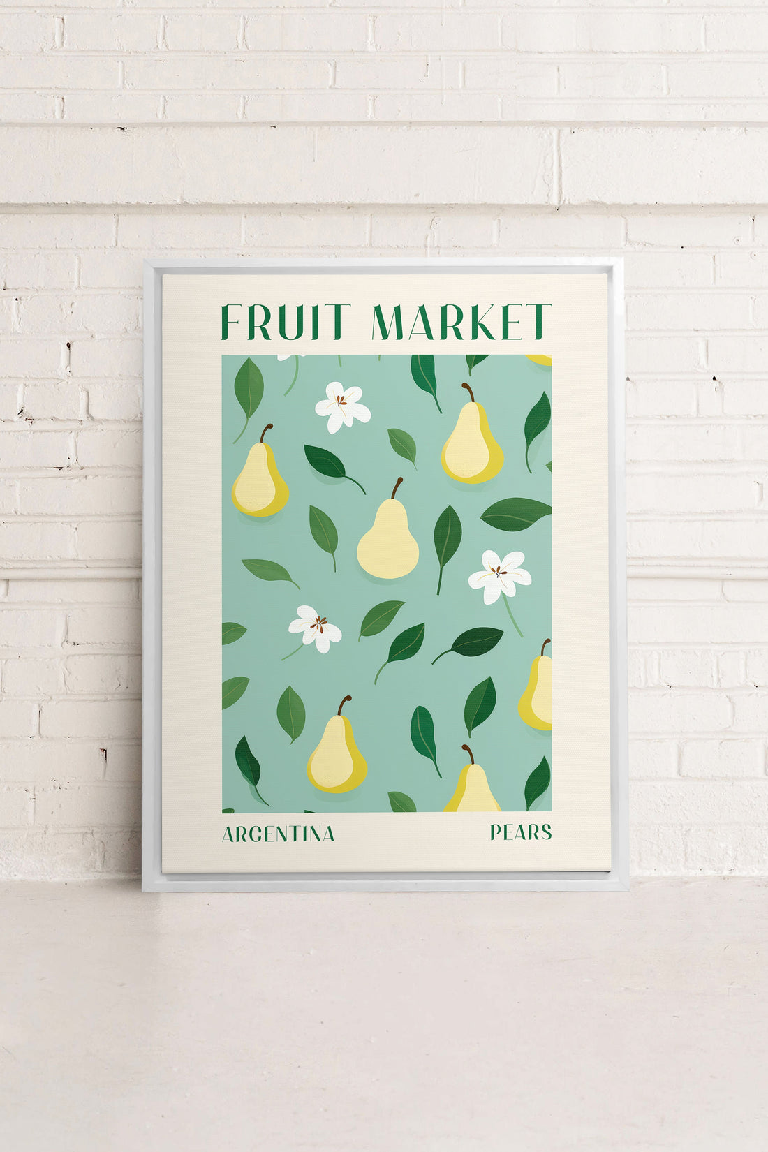 OLEKA CANVAS - PEARS, Oeuvre sur toile étirée, encadré Blanc