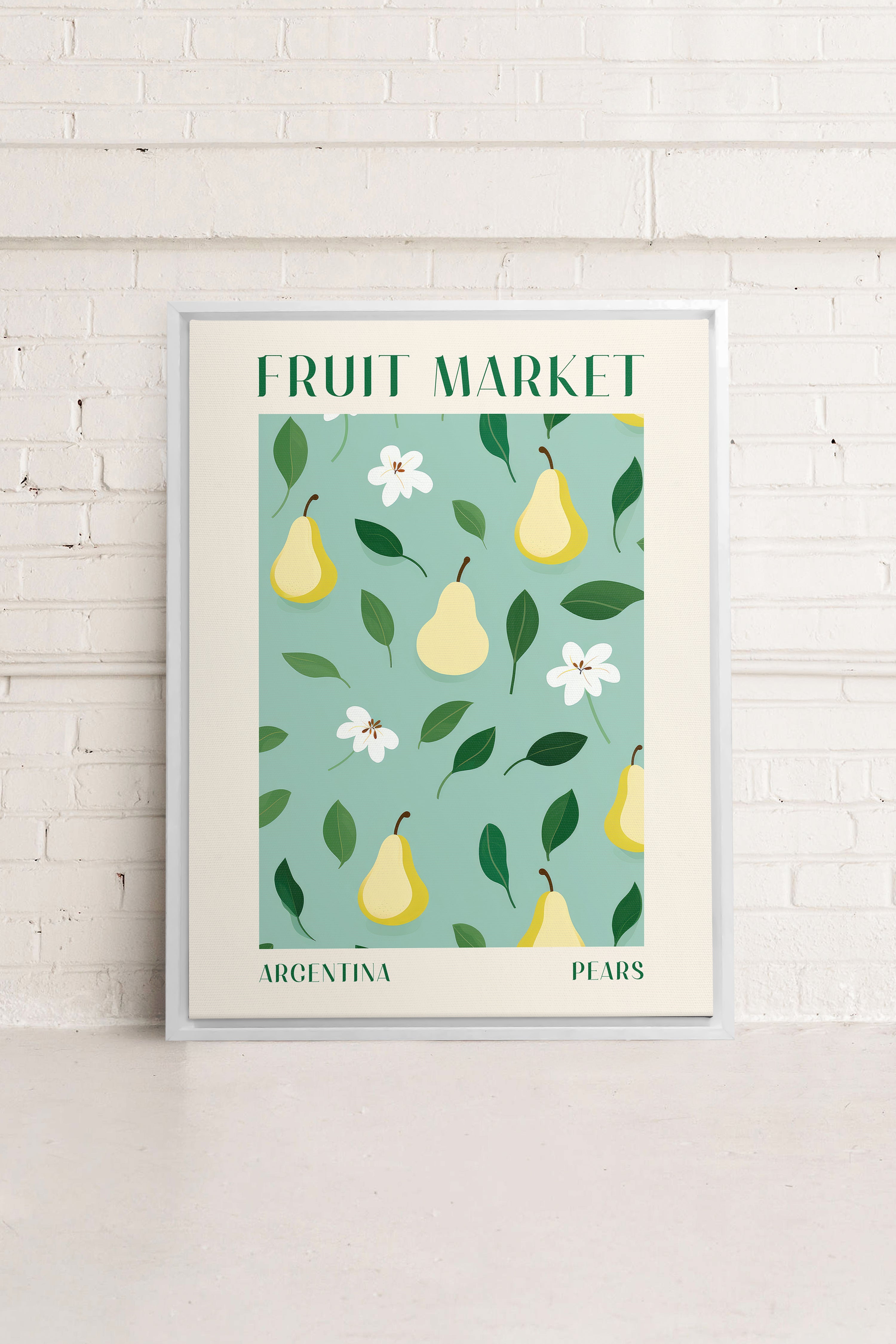 OLEKA CANVAS - PEARS, Oeuvre sur toile étirée, encadré Blanc