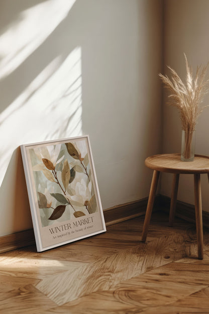 OLEKA CANVAS - MARCHÉ HIVERNAL III, Oeuvre sur toile étirée, encadré Blanc
