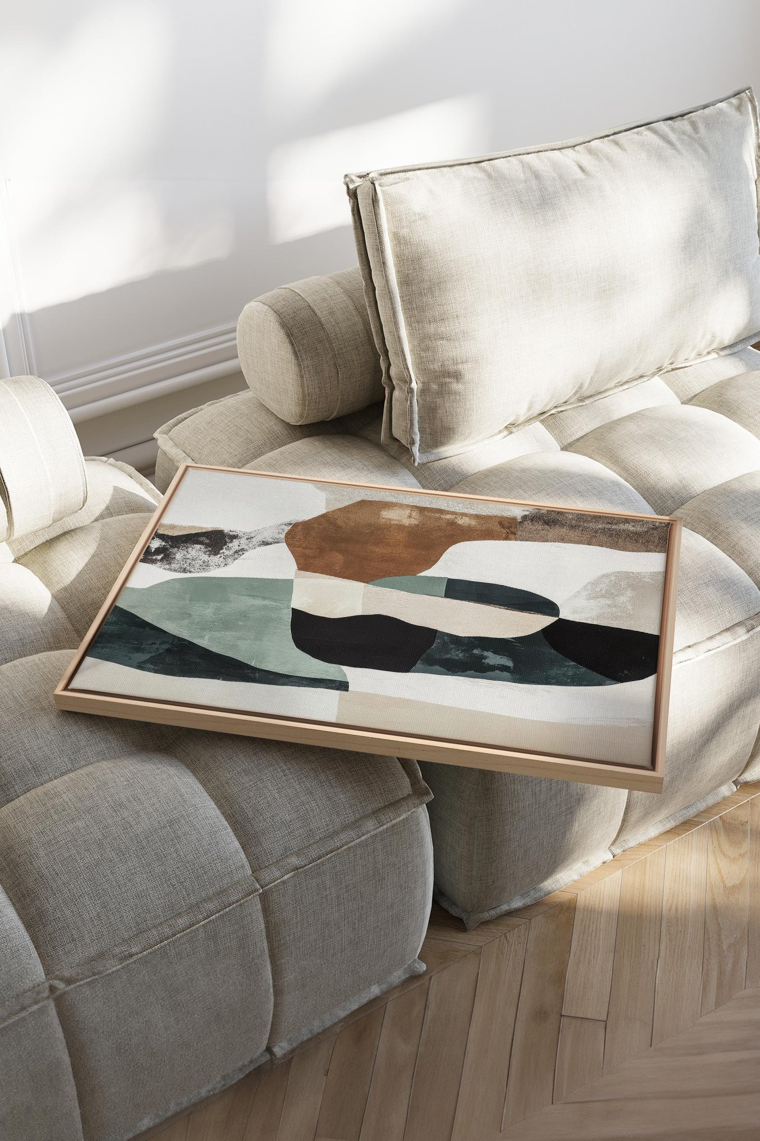 OLEKA CANVAS - FRAGMENTS NATURELS, Oeuvre sur toile étirée, encadré Naturel Clair