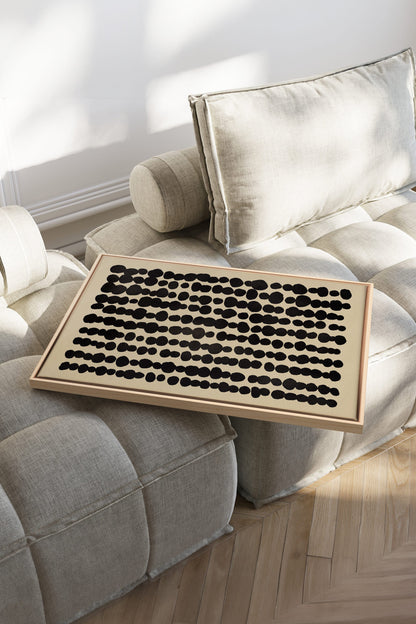 OLEKA CANVAS - SHADOW SCRIPT, Oeuvre sur toile étirée, encadré Naturel Clair