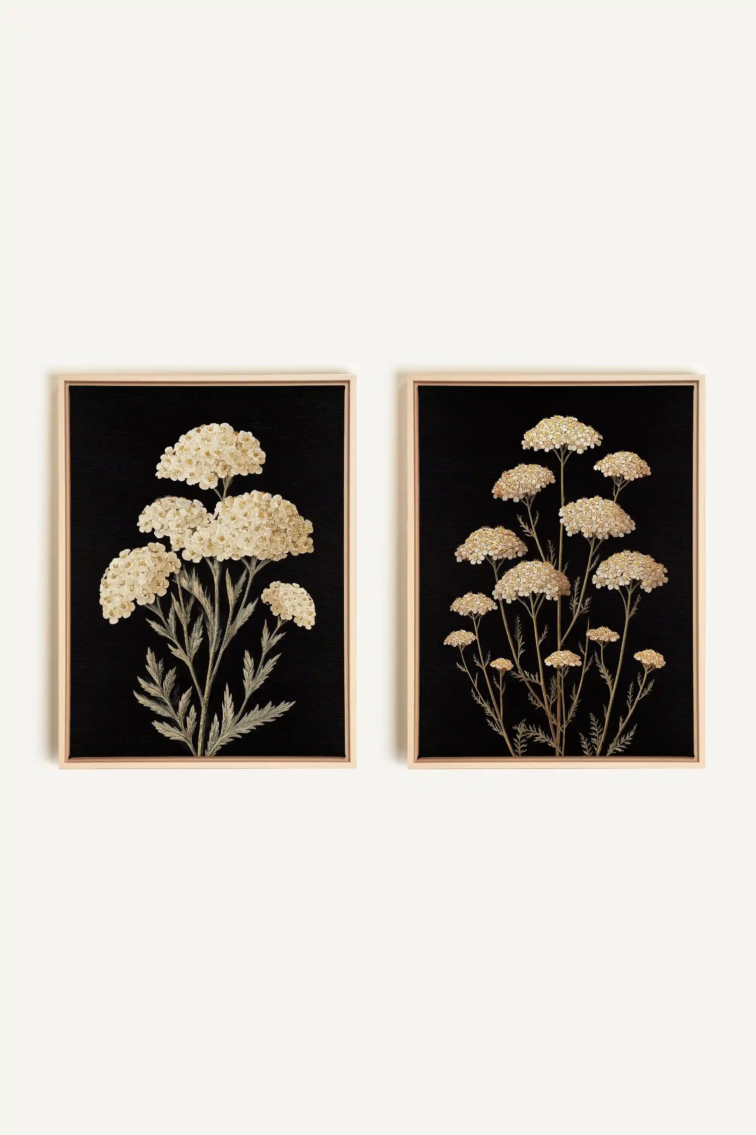 DUO SATINS DES CHAMPS, 2 Works on stretched canvas, framed Naturel Clair