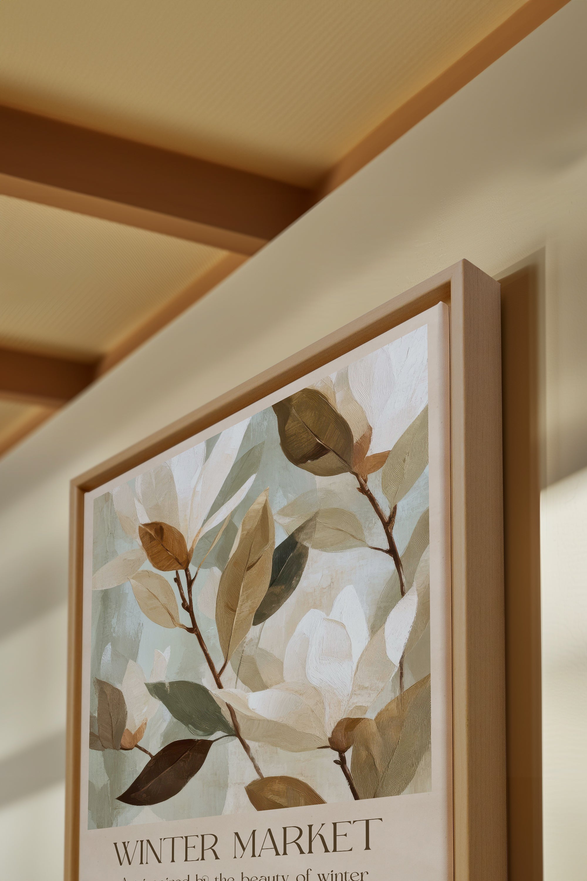 OLEKA CANVAS - MARCHÉ HIVERNAL III, Oeuvre sur toile étirée, encadré Naturel Clair