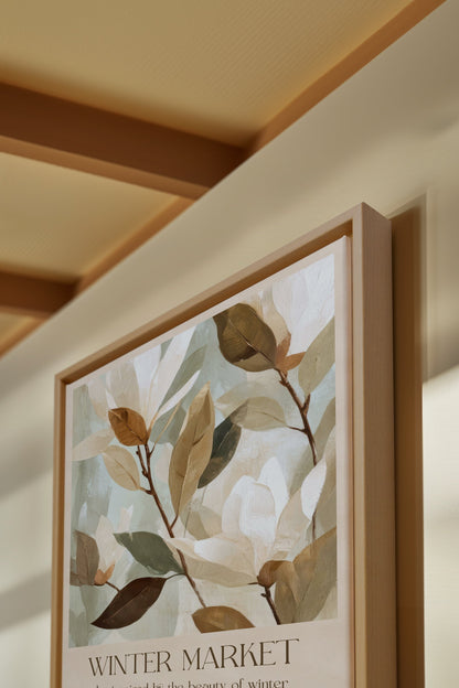 OLEKA CANVAS - MARCHÉ HIVERNAL III, Oeuvre sur toile étirée, encadré Naturel Clair