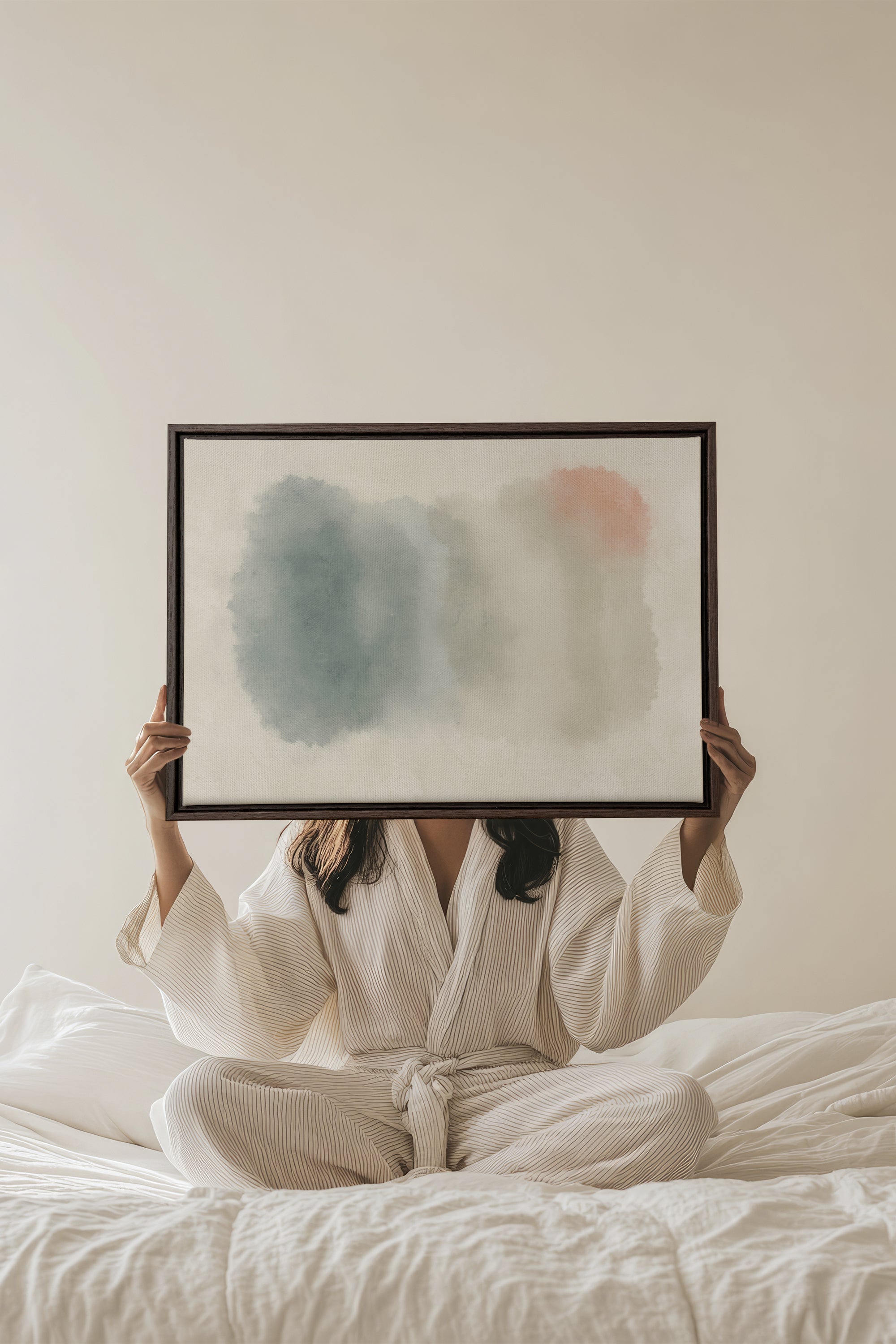 OLEKA CANVAS - AURORA SHADES, Oeuvre sur toile étirée, encadré Brun Noyer