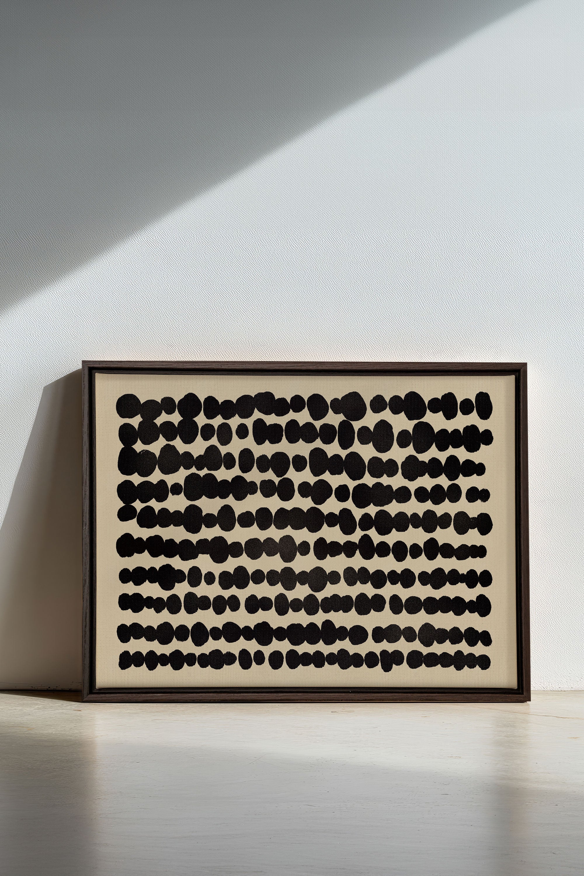 OLEKA CANVAS - SHADOW SCRIPT, Oeuvre sur toile étirée, encadré Brun Noyer