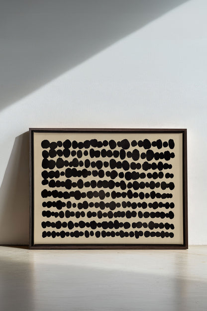 OLEKA CANVAS - SHADOW SCRIPT, Oeuvre sur toile étirée, encadré Brun Noyer
