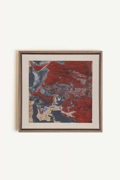 ROUGE POLAIRE, Oeuvre sur toile étirée, encadré Brun Chêne