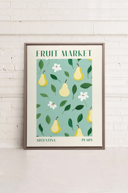 OLEKA CANVAS - PEARS, Oeuvre sur toile étirée, encadré Brun Chêne