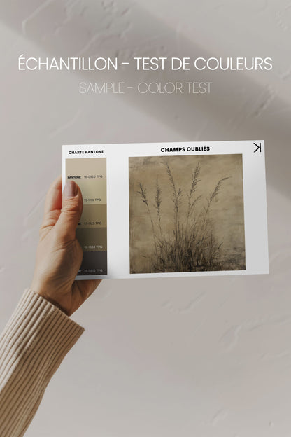 OLEKA CANVAS - CHAMPS OUBLIÉS, Oeuvre sur toile étirée, encadré Blanc