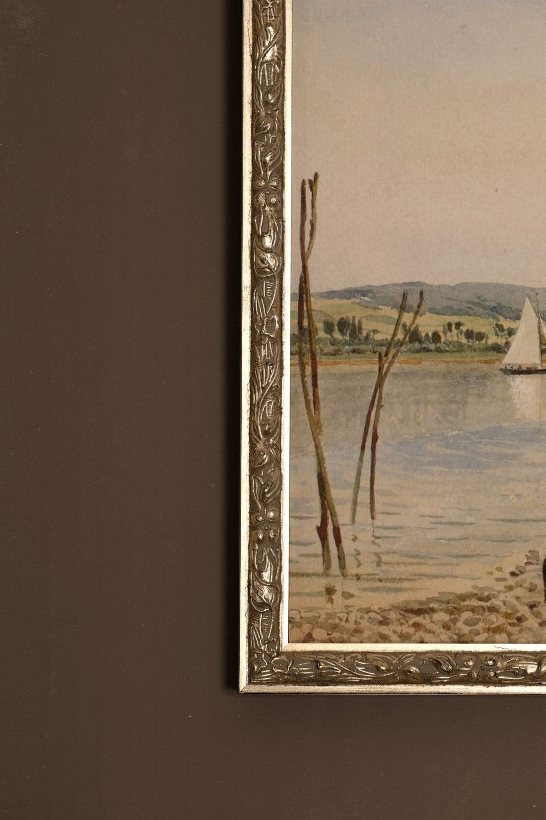 RIVES PAISIBLES, Oeuvre sur toile rigide, encadré Vintage Argent