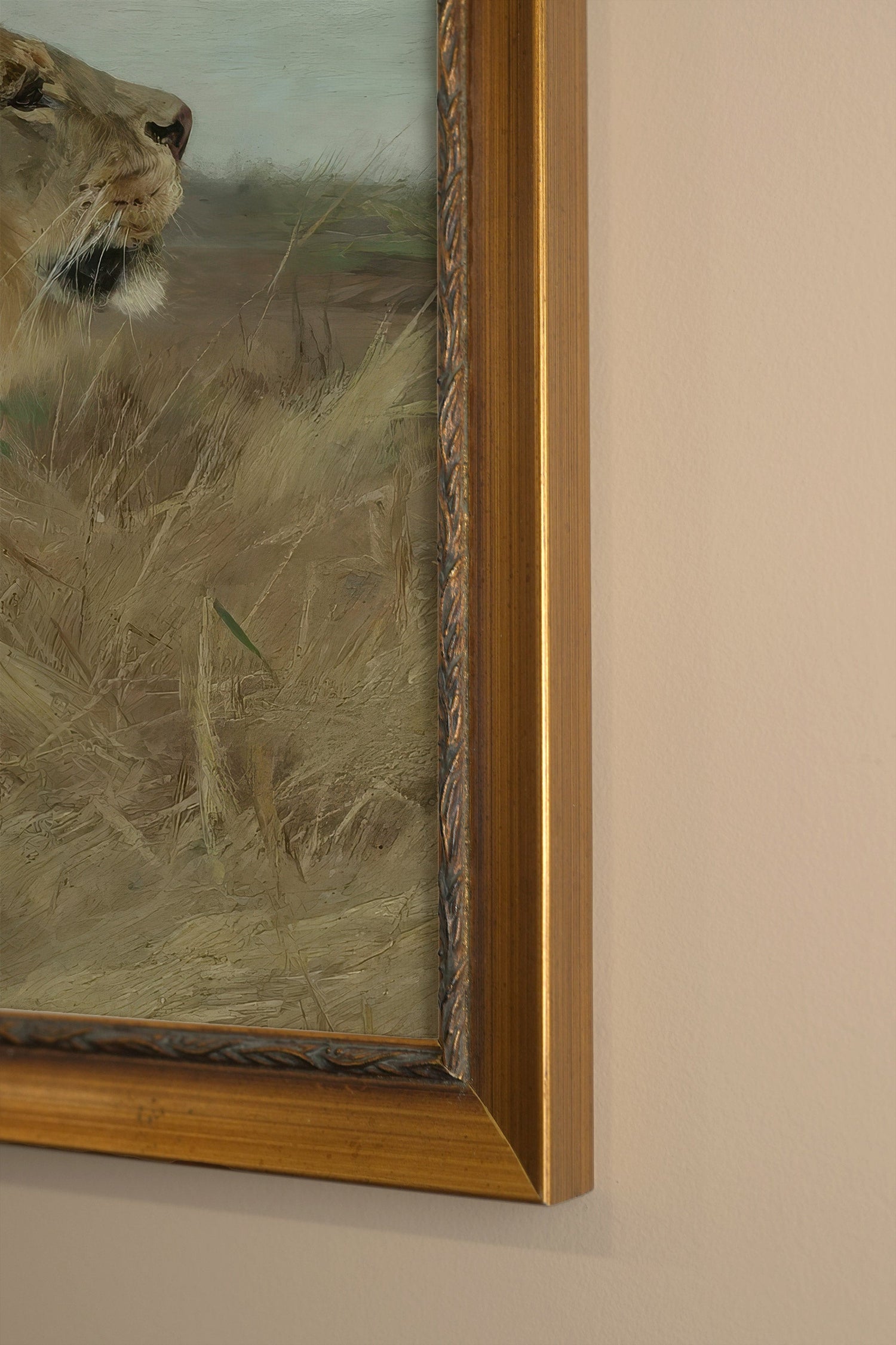 MAJESTÉ SAUVAGE, Artwork on rigid canvas, framed in Vintage Gold