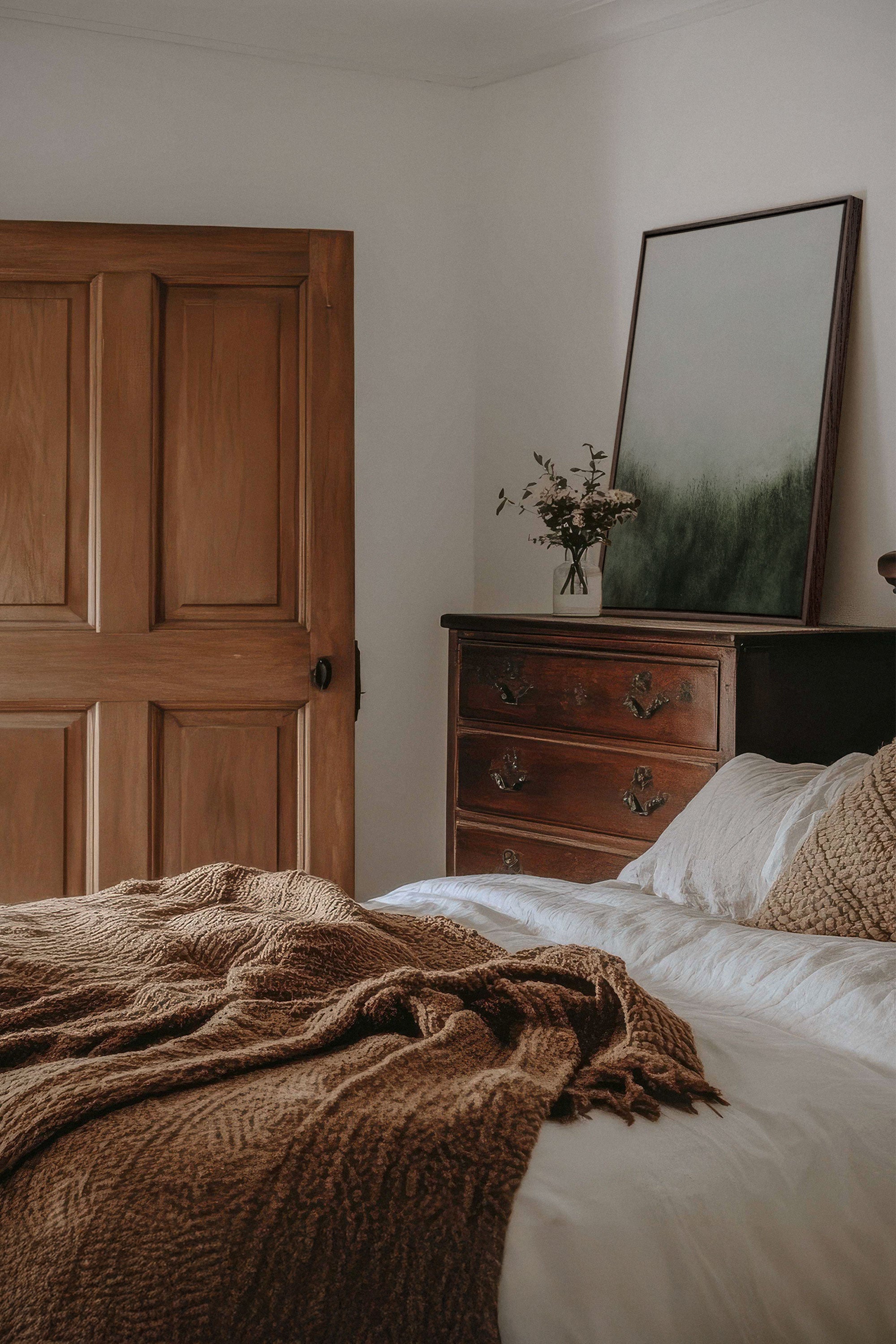 OLEKA CANVAS - FOREST HAZE, Oeuvre sur toile étirée, encadré Brun Noyer