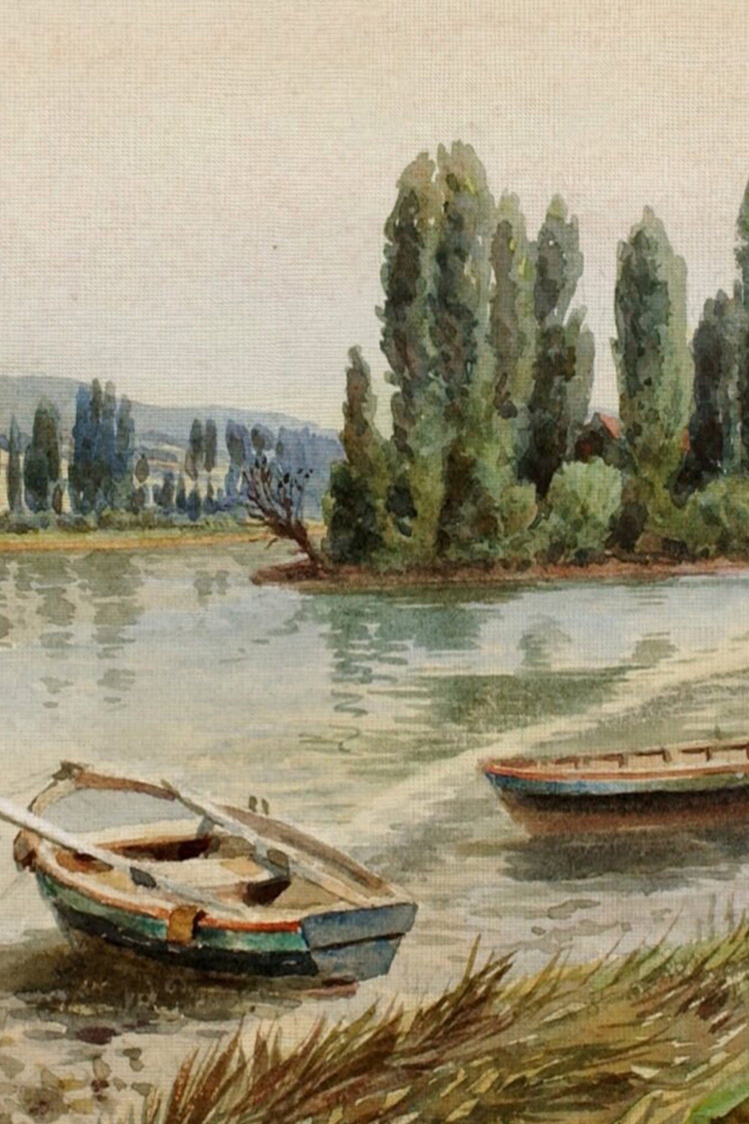 RIVES PAISIBLES, Oeuvre sur toile rigide, encadré Vintage Argent