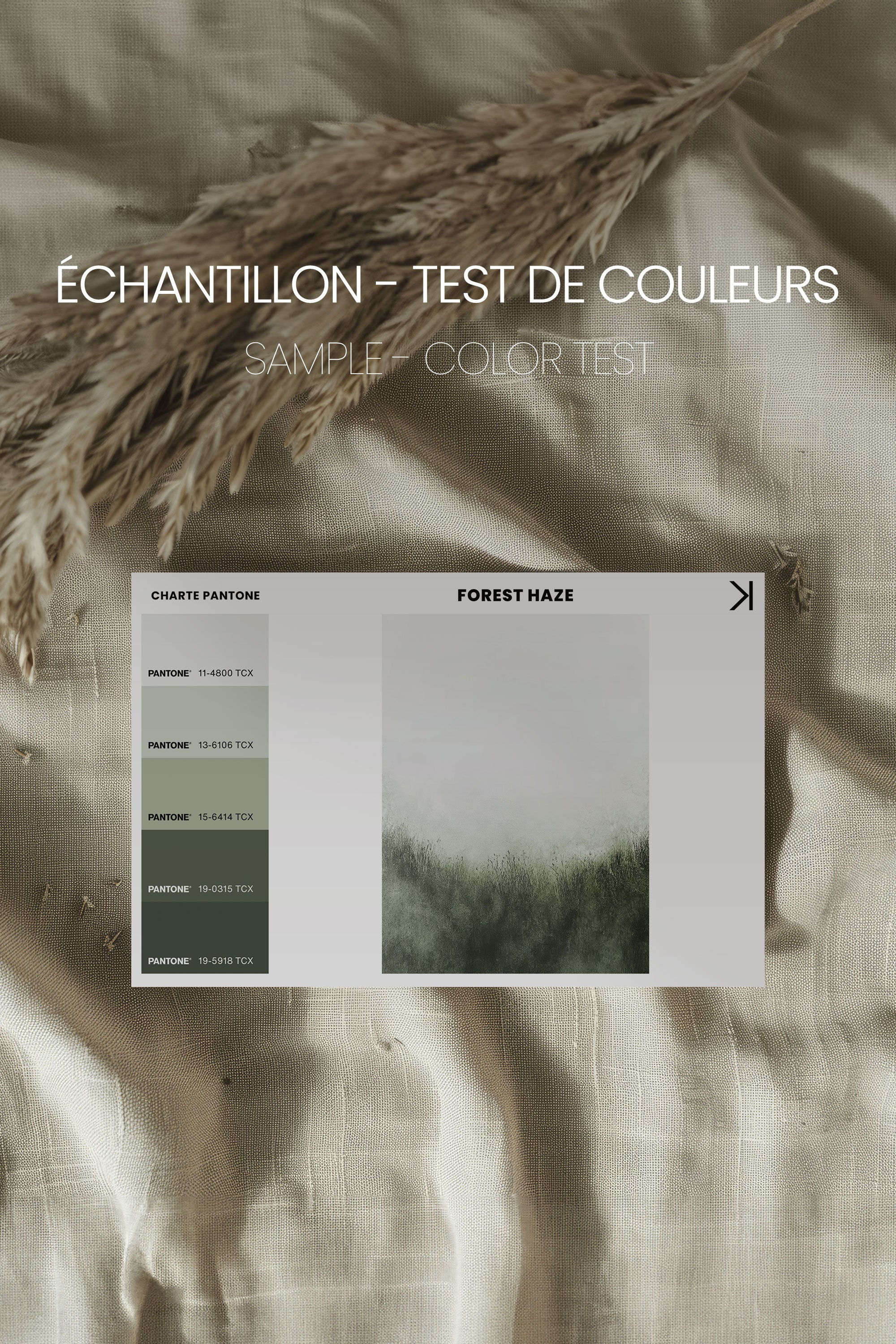 OLEKA CANVAS - FOREST HAZE, Oeuvre sur toile étirée, encadré Brun Noyer