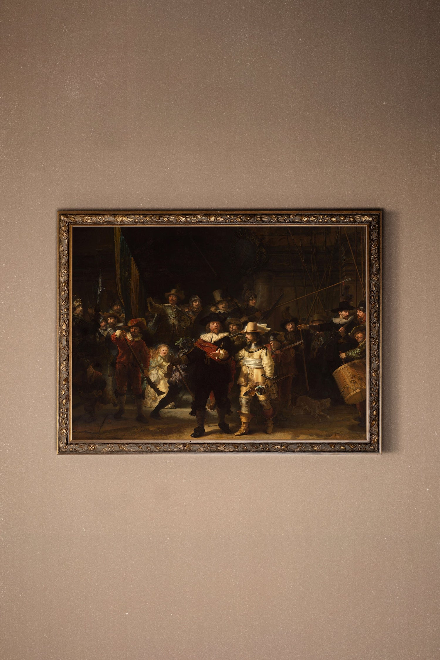 LA RONDE DE NUIT, Oeuvre sur toile rigide, encadré Vintage Bronze