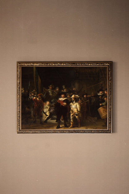 LA RONDE DE NUIT, Oeuvre sur toile rigide, encadré Vintage Bronze