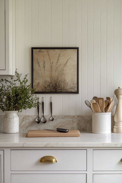 OLEKA CANVAS - CHAMPS OUBLIÉS, Oeuvre sur toile étirée, encadré Noir