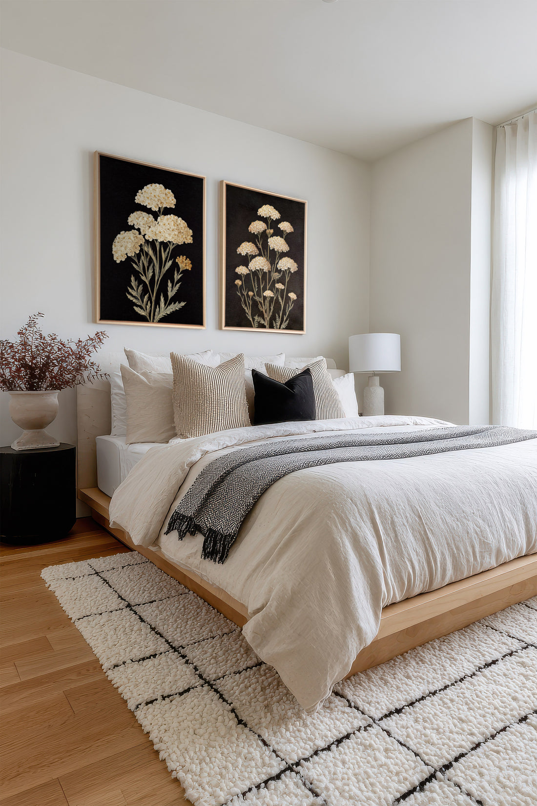 DUO SATINS DES CHAMPS, 2 Oeuvres sur toile étirée, encadré Naturel Clair