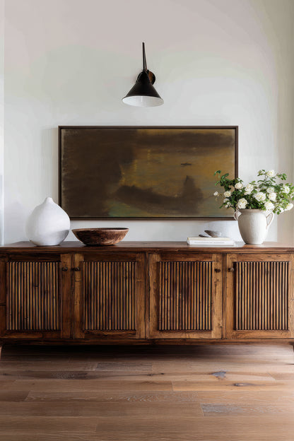 ASH GLOW, Artwork on stretched canvas, framed in Walnut Brown