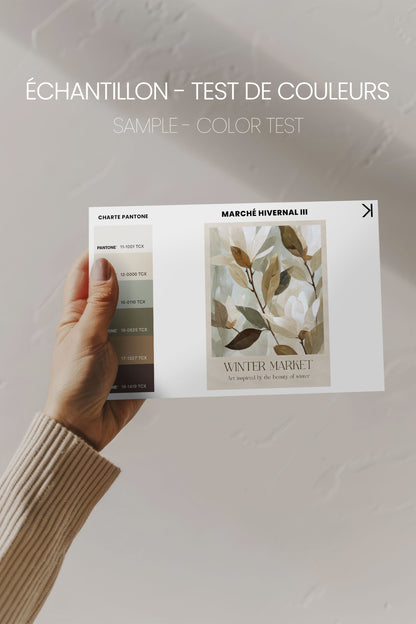 OLEKA CANVAS - MARCHÉ HIVERNAL III, Oeuvre sur toile étirée, encadré Brun Noyer