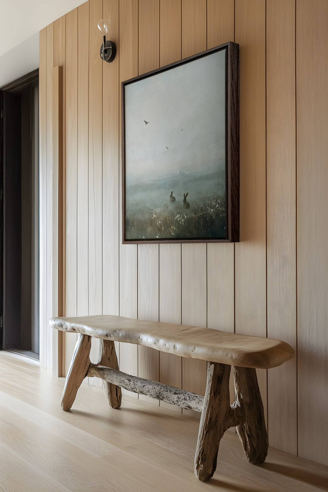 OLEKA CANVAS - ÉVEIL ENCHANTÉ, Oeuvre sur toile étirée, encadré Brun Noyer