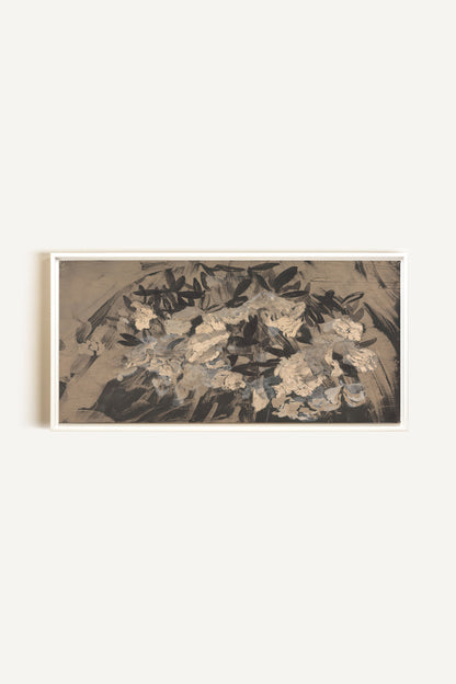 DARK BLOOM, Oeuvre sur toile étirée, encadré Blanc