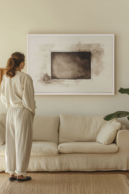 OLEKA CANVAS - WINDOW TO THE PAST, Oeuvre sur toile étirée, encadré Blanc