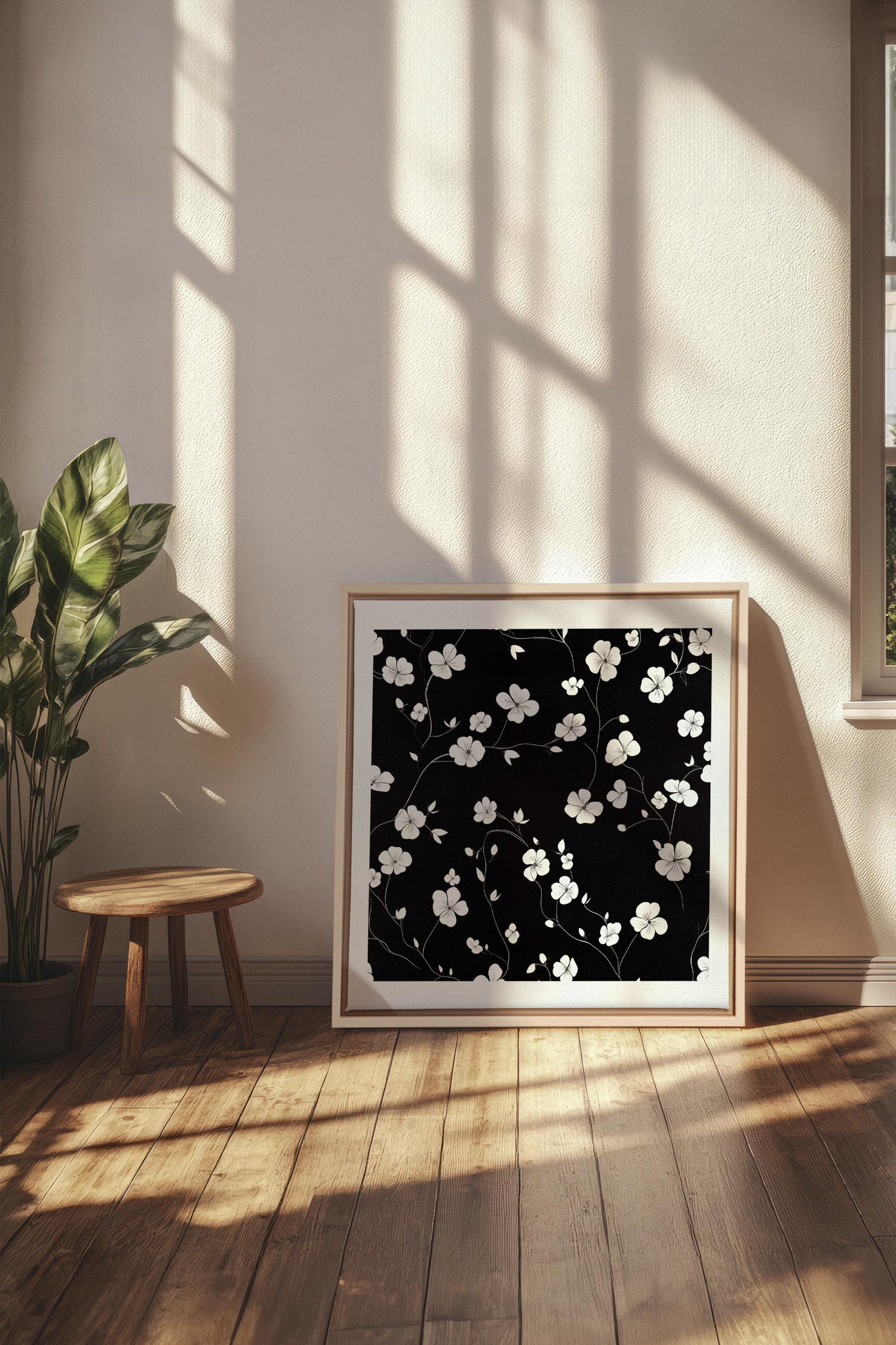OLEKA CANVAS - NOCTURNAL BLOOMS, Oeuvre sur toile étirée, encadré Naturel Clair