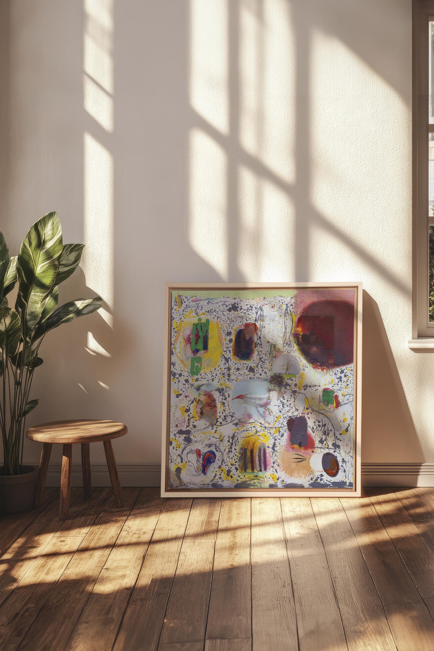 OLEKA CANVAS - RYTHME CHROMATIQUE, Oeuvre sur toile étirée, encadré Naturel Clair