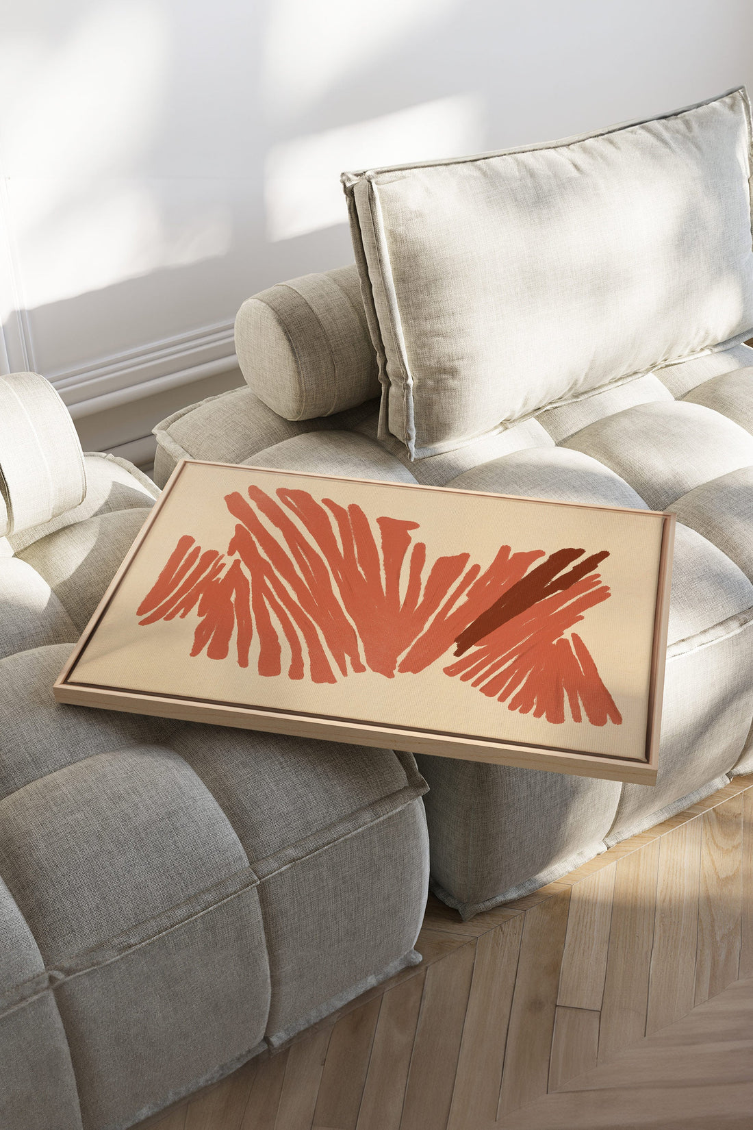 OLEKA CANVAS - BURNT ECHO, Oeuvre sur toile étirée, encadré Naturel Clair