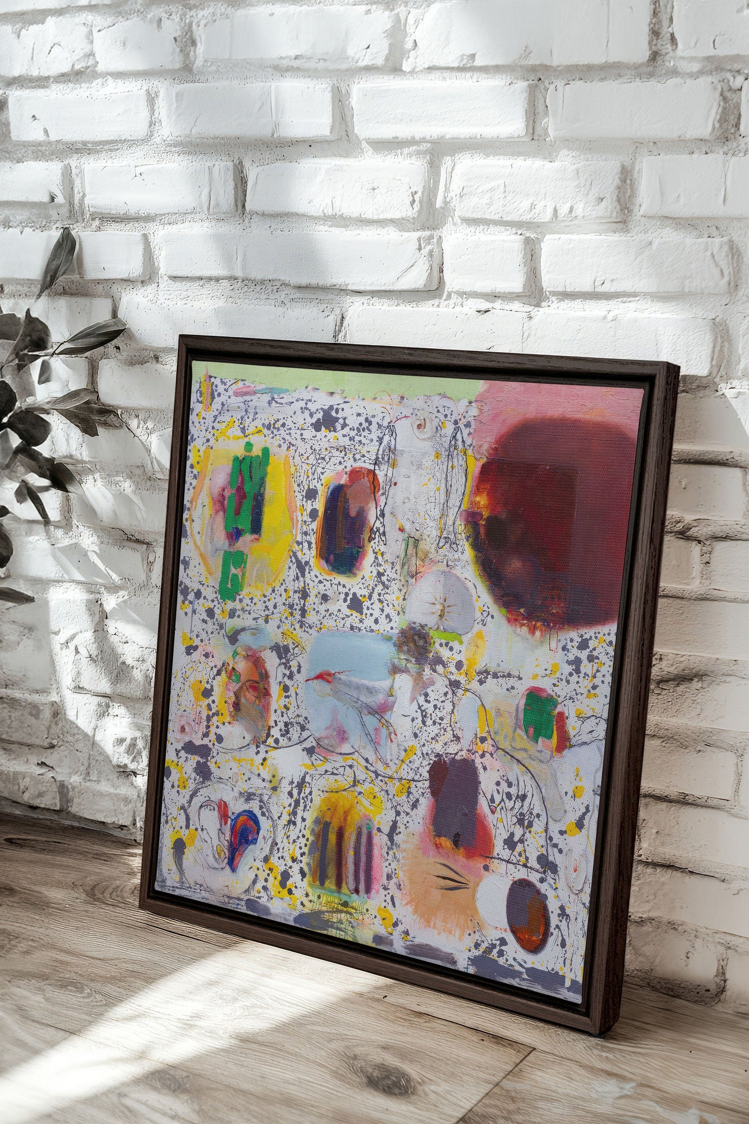 OLEKA CANVAS - RYTHME CHROMATIQUE, Oeuvre sur toile étirée, encadré Brun Noyer